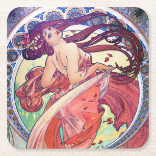 Posavasos Cuadrado De Papel Alphonse Mucha