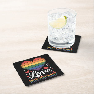 Posavasos Cuadrado De Papel Ama a quien Quieras Orgullo Gay LGBT