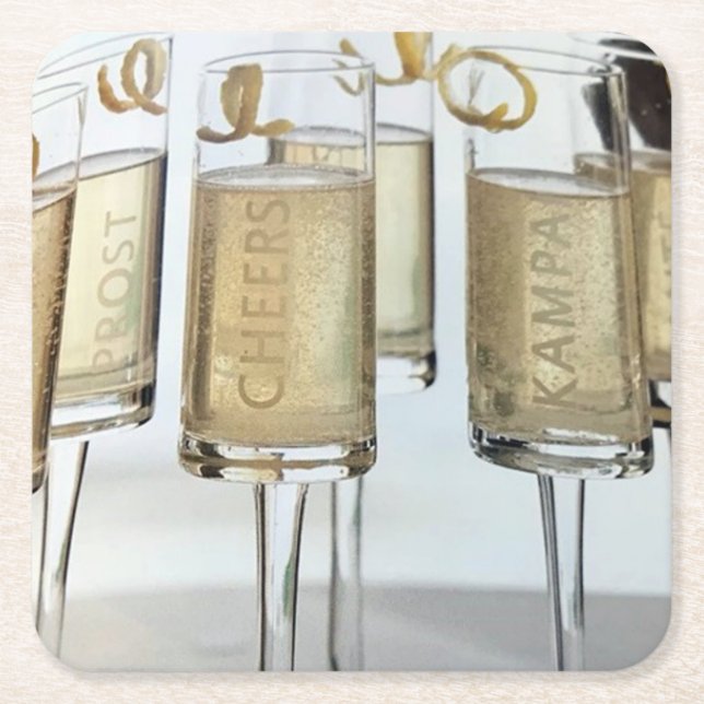 POSAVASOS CUADRADO DE PAPEL AMABLE *NAVIDADES CHAMPAGNE* COASTER (Anverso)