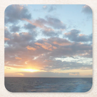 Posavasos Cuadrado De Papel Amanecer en el mar I Pastel