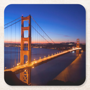 Posavasos Cuadrado De Papel Amanecer sobre el puente de San Francisco y del