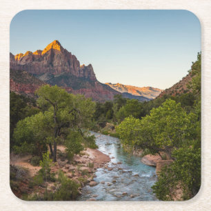 Posavasos Cuadrado De Papel Amanecer sobre Watchman