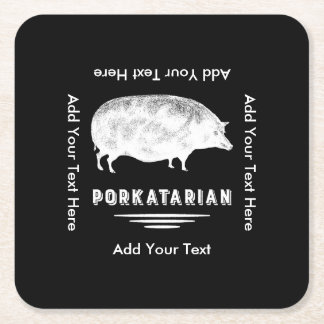 Posavasos Cuadrado De Papel Amante antiguo Porkatarian del tocino del cerdo