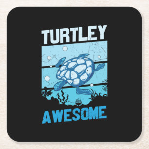 Posavasos Cuadrado De Papel Amante de las Tortugas Totalmente Increíble