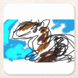 Posavasos Cuadrado De Papel Amante de los caballos