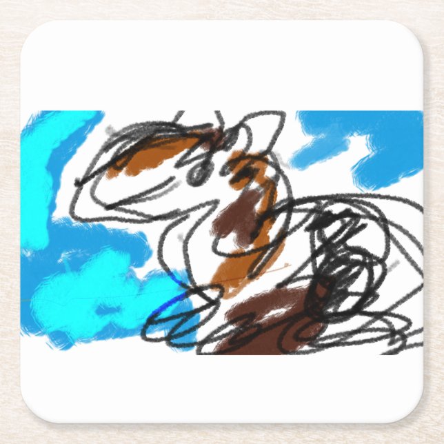 Posavasos Cuadrado De Papel Amante de los caballos (Anverso)