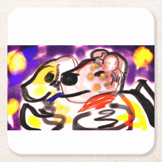 Posavasos Cuadrado De Papel Amante de los perros por la noche (Anverso)