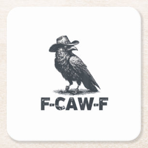 Posavasos Cuadrado De Papel Amante del Cuervo Retro F-Caw-F