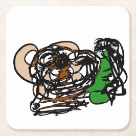 Posavasos Cuadrado De Papel Amante del oso