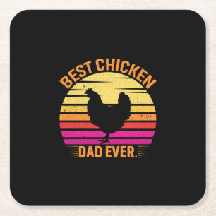 Posavasos Cuadrado De Papel Amante del Pollo Mejor Papá de Pollo de Todos