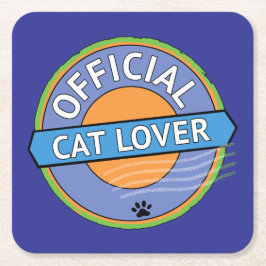 Posavasos Cuadrado De Papel Amante Oficial de Gatos
