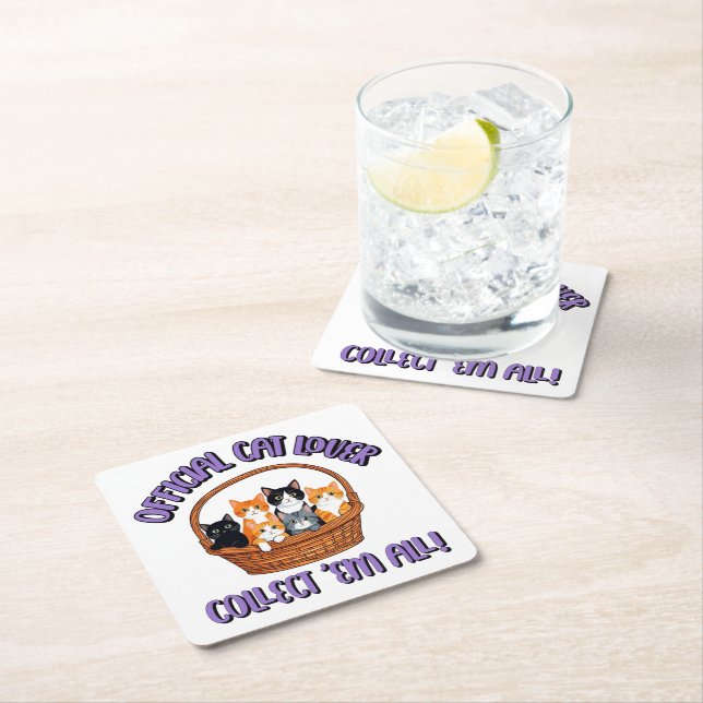 Posavasos Cuadrado De Papel Amante Oficial del Gato - Recolectar ‘Todos (In situ)