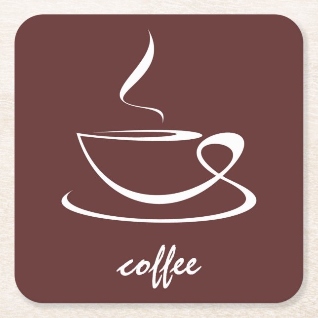 Posavasos Cuadrado De Papel Amantes del Café (Anverso)