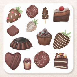 Posavasos Cuadrado De Papel Amantes del chocolate