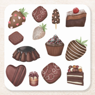 Posavasos Cuadrado De Papel Amantes del chocolate
