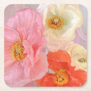 Posavasos Cuadrado De Papel Amapolas