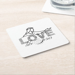 Posavasos Cuadrado De Papel Amar como Jesús Diseño de Tipografía Cristiana