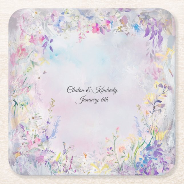 Posavasos Cuadrado De Papel Amara Personalizable Square Paper Coaster (Anverso)