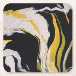 Posavasos Cuadrado De Papel Amarillo, negro, blanco