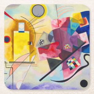 Posavasos Cuadrado De Papel Amarillo-Rojo-Azul de Kandinsky