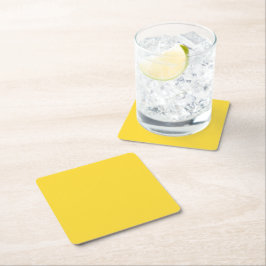 Posavasos Cuadrado De Papel Amarillo Soleado Color Sólido | Clásico Elegante