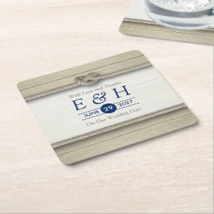 Posavasos Cuadrado De Papel Amarrando La Boda De Playa Rustica Knot