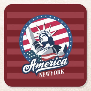 Posavasos Cuadrado De Papel America New York Coaster Set
