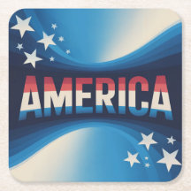 America Red White Blue Coaster Set