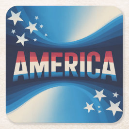 Posavasos Cuadrado De Papel America Red White Blue Coaster Set