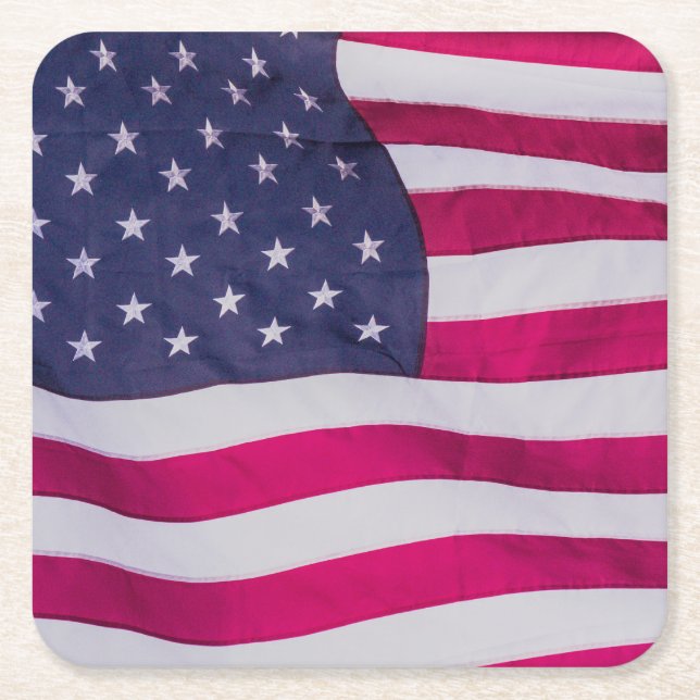 Posavasos Cuadrado De Papel American Flag (Anverso)