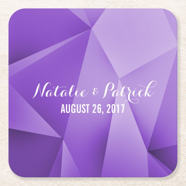 Posavasos Cuadrado De Papel Amethyst Jewel Tones Boda Reasters Coasters (Anverso)
