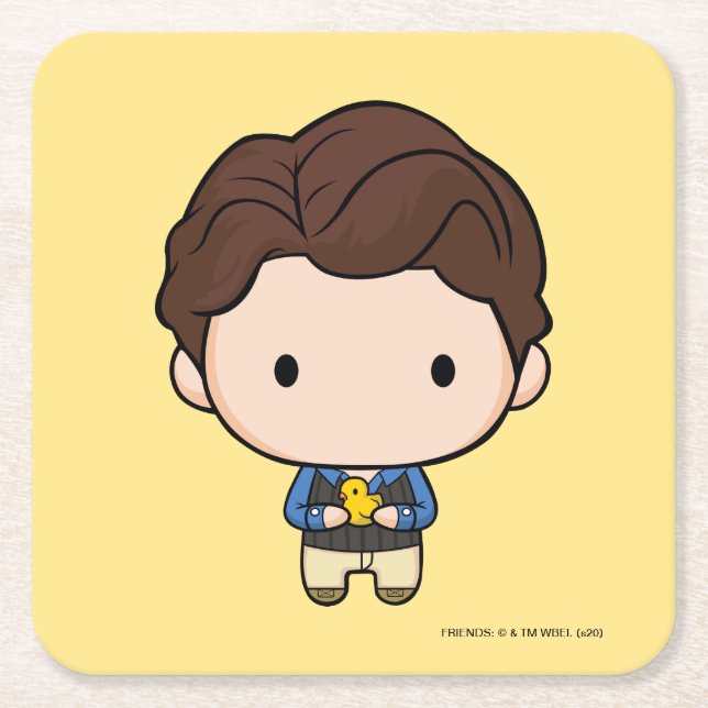 Posavasos Cuadrado De Papel AMIGOS™ | Chandler Chibi (Anverso)