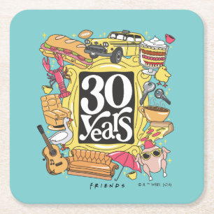 Posavasos Cuadrado De Papel AMIGOS™   Gráfico de 30 años