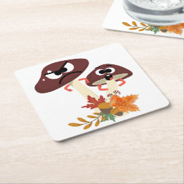 POSAVASOS CUADRADO DE PAPEL AMIGOS HONGOS