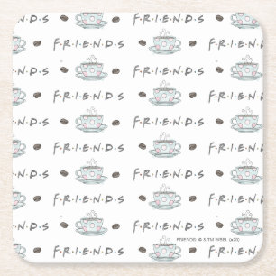 Posavasos Cuadrado De Papel AMIGOS™   Patrón de acuarela de café Mug