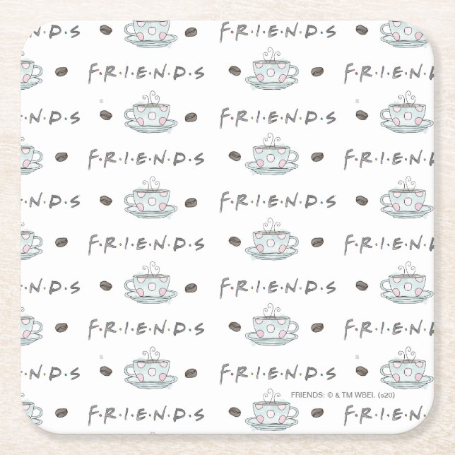 Posavasos Cuadrado De Papel AMIGOS™ | Patrón de acuarela de café Mug (Anverso)