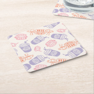 Posavasos Cuadrado De Papel AMIGOS™ Patrón de Perk Central de Pastel