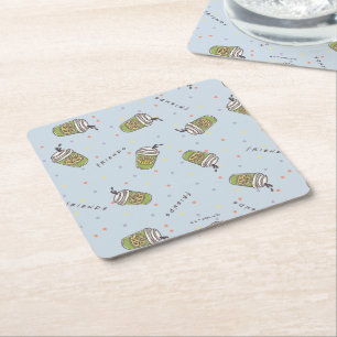 Posavasos Cuadrado De Papel AMIGOS™ Patrón de puntos centrales de polka