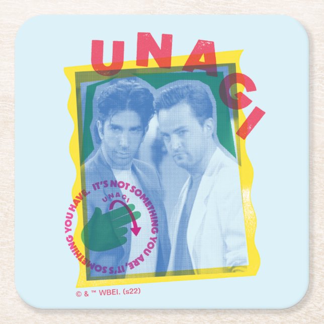 Posavasos Cuadrado De Papel AMIGOS™ | Ross & Chandler - Unagi (Anverso)