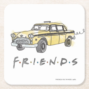 Posavasos Cuadrado De Papel AMIGOS™ Taxi Cab