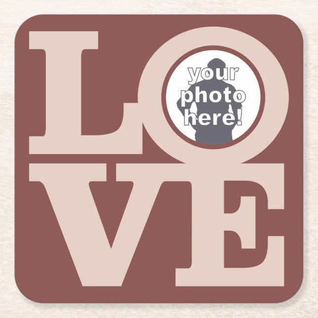 Posavasos Cuadrado De Papel AMO CON SUS personalizados FOTOGRÁFICOS (Anverso)
