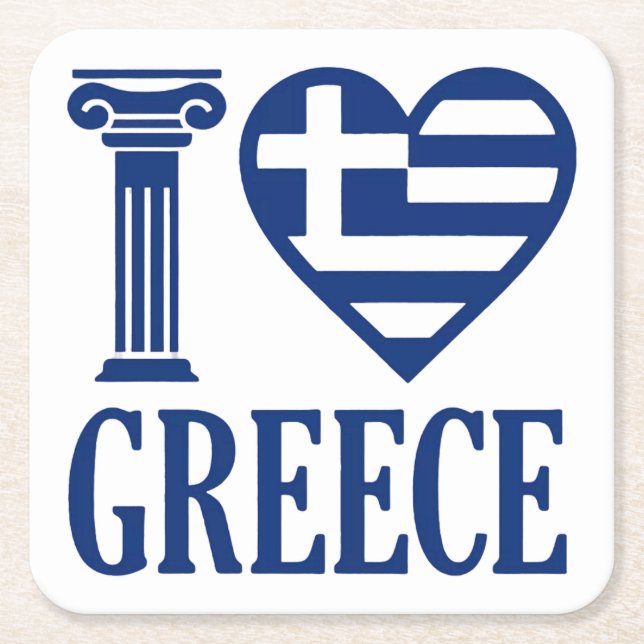 Posavasos Cuadrado De Papel Amo Grecia (Anverso)