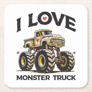 Posavasos Cuadrado De Papel Amo Monster Truck