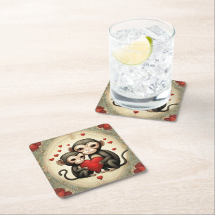 Posavasos Cuadrado De Papel Amor a los monos