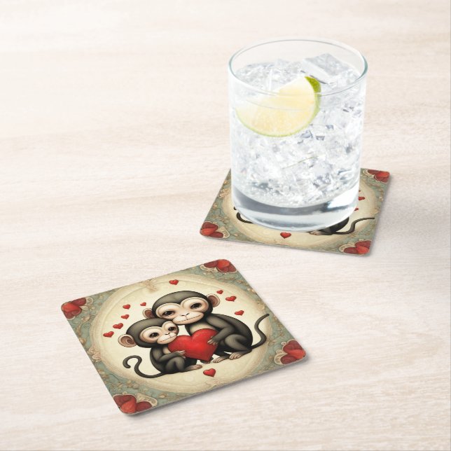 Posavasos Cuadrado De Papel Amor a los monos (In situ)