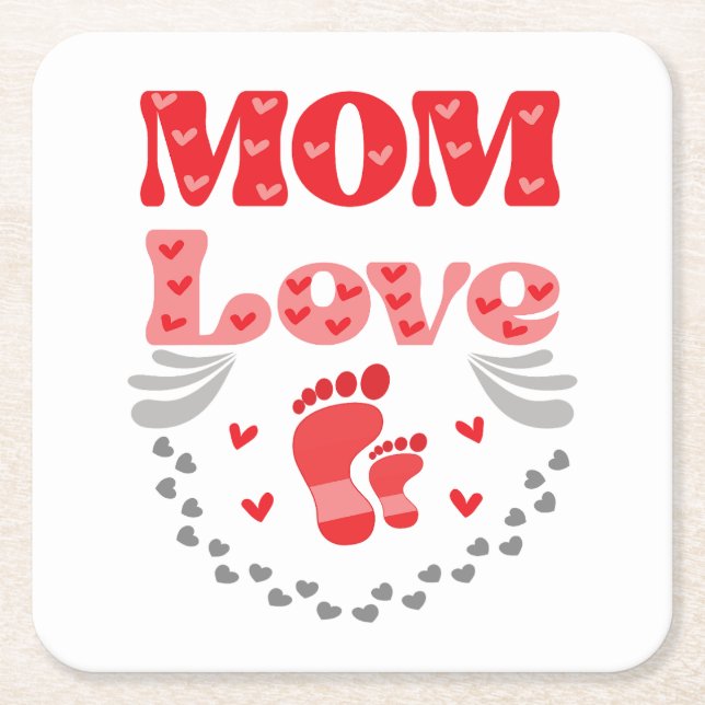 Posavasos Cuadrado De Papel Amor a mamá de los cuttos (Anverso)