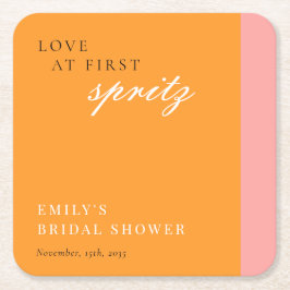 Posavasos Cuadrado De Papel Amor a Primera Spritz Fiesta de Despedida de Solte