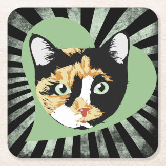 Posavasos Cuadrado De Papel Amor al gato calico