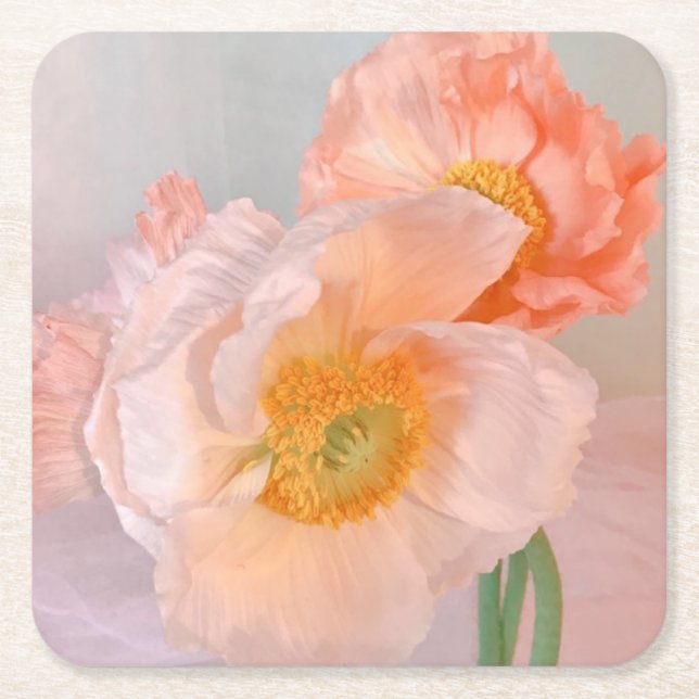 Posavasos Cuadrado De Papel Amor de amapola (Anverso)