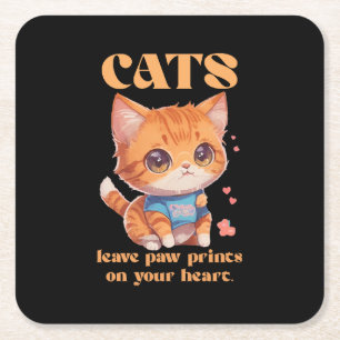 Posavasos Cuadrado De Papel amor de gatito lindo